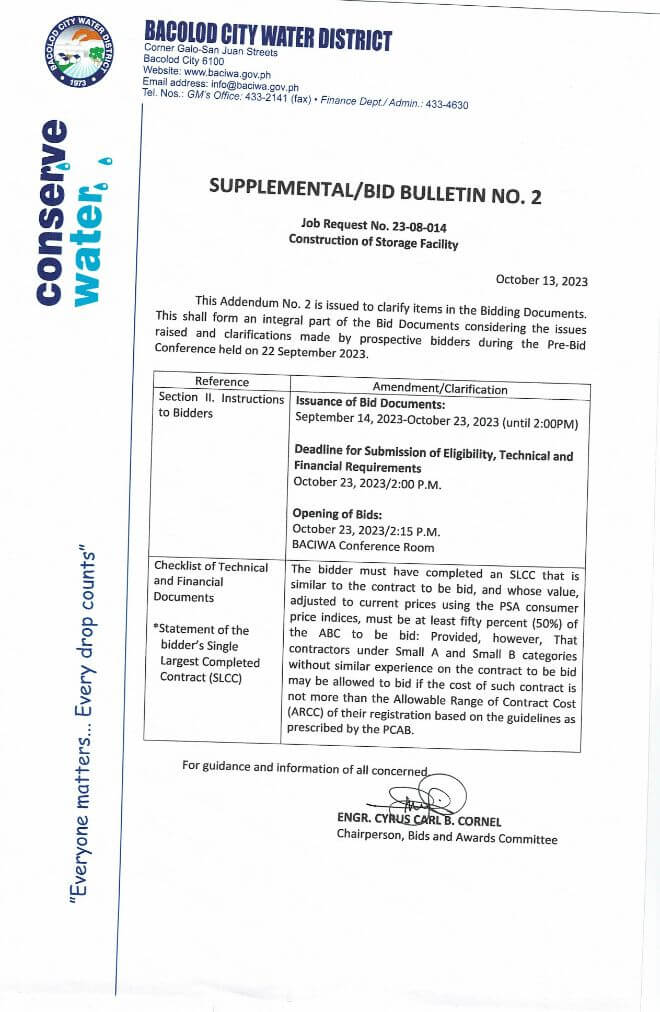 Supplemental/Bid Bulletin No. 2: Job Request No. 23-08-014